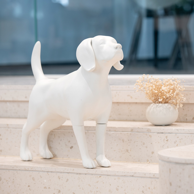 Sunray Mascota Matte White Fiberglass Beagle Dog Mannequin 