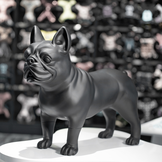 Sunray Mascota Matte Black Fiberglass French Bulldog Dog Mannequin 